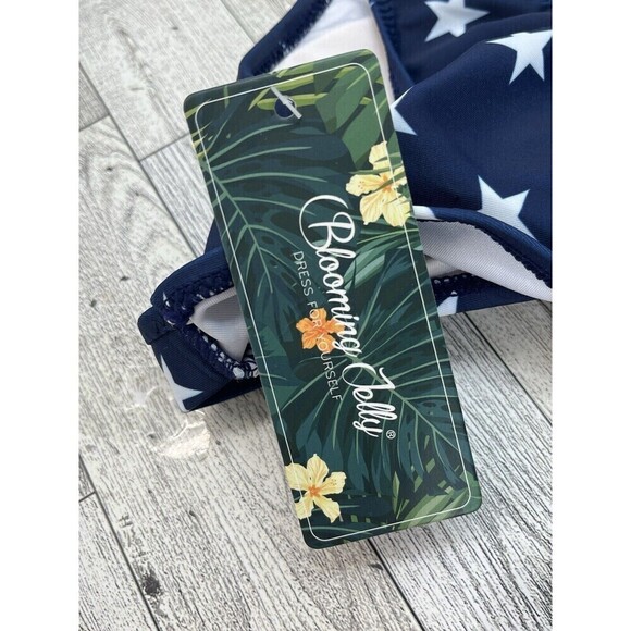 Blooming Jelly S 2pc Bikini Swimsuit Sporty Cut High Waisted American Flag NEW - Picture 13 of 13